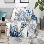 Personalized Canterbury-Bankstown Bulldogs Rugby Blanket Urban Street Graffiti Style - Distressed Splatter Elements
