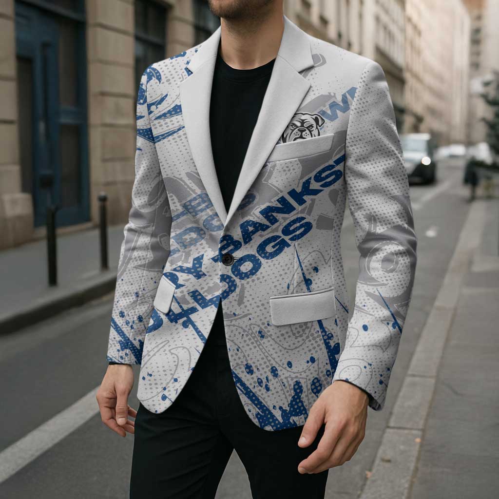 Personalized Canterbury-Bankstown Bulldogs Rugby Blazer Urban Street Graffiti Style - Distressed Splatter Elements