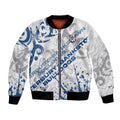 Personalized Canterbury-Bankstown Bulldogs Rugby Bomber Jacket Urban Street Graffiti Style - Distressed Splatter Elements