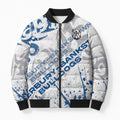 Personalized Canterbury-Bankstown Bulldogs Rugby Bomber Puffer Jacket Urban Street Graffiti Style - Distressed Splatter Elements