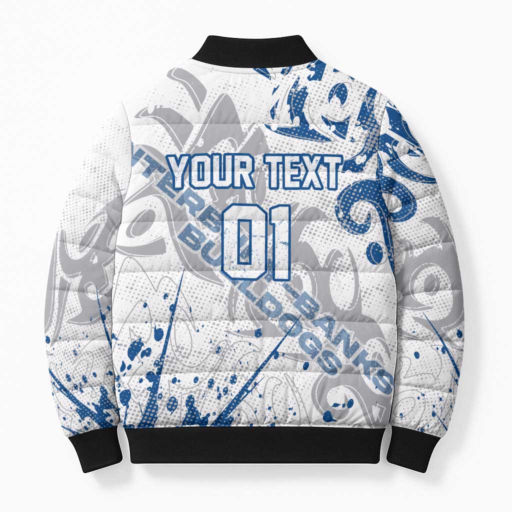 Personalized Canterbury-Bankstown Bulldogs Rugby Bomber Puffer Jacket Urban Street Graffiti Style - Distressed Splatter Elements