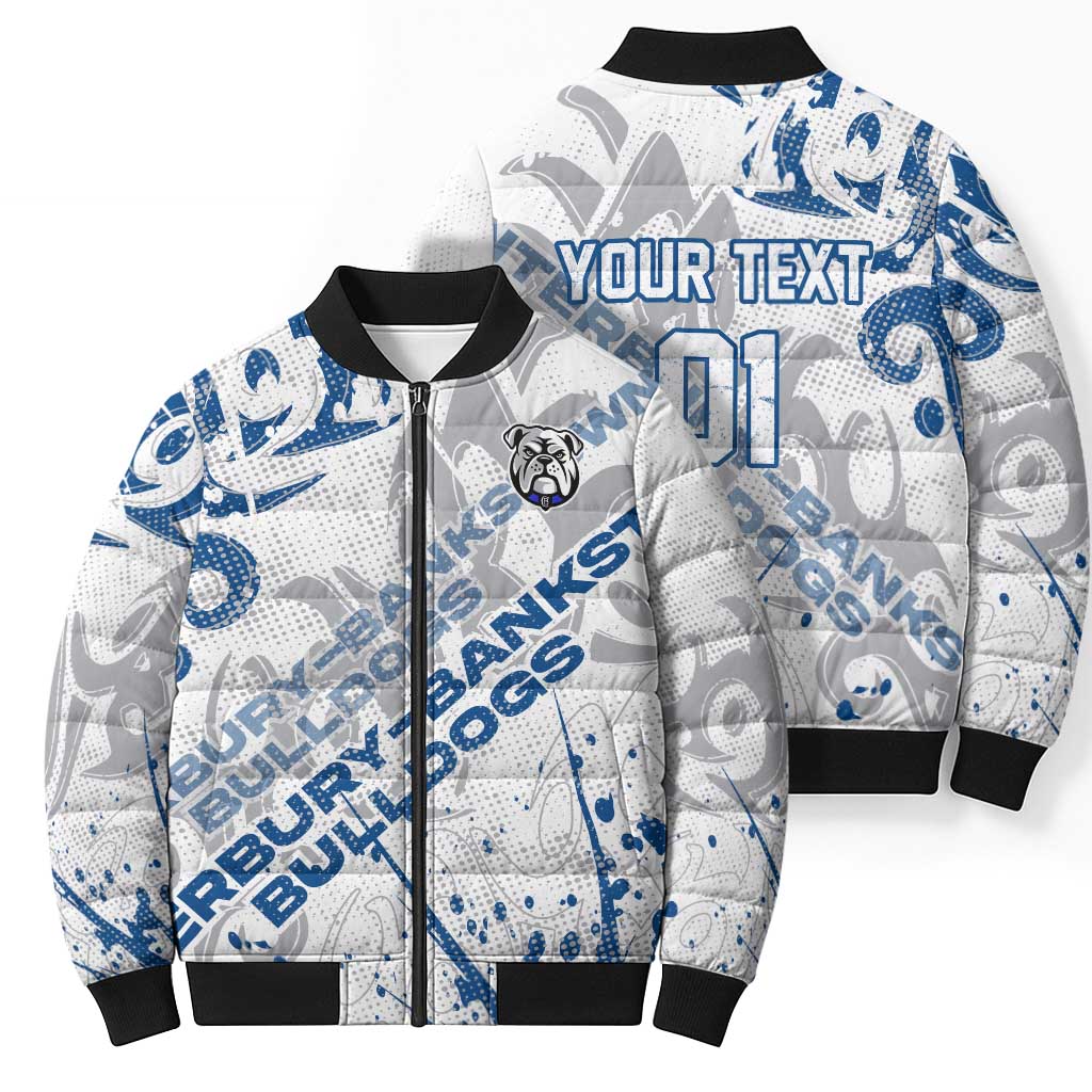 Personalized Canterbury-Bankstown Bulldogs Rugby Bomber Puffer Jacket Urban Street Graffiti Style - Distressed Splatter Elements