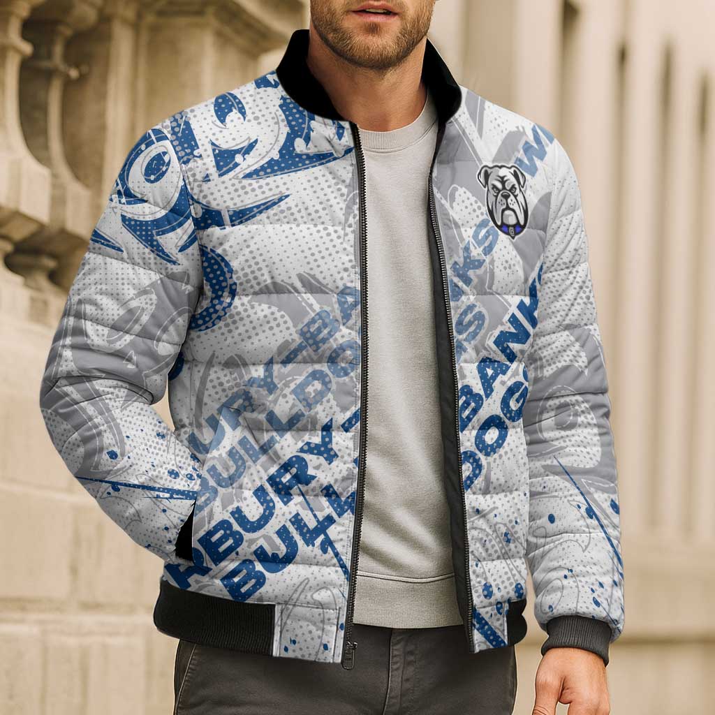 Personalized Canterbury-Bankstown Bulldogs Rugby Bomber Puffer Jacket Urban Street Graffiti Style - Distressed Splatter Elements