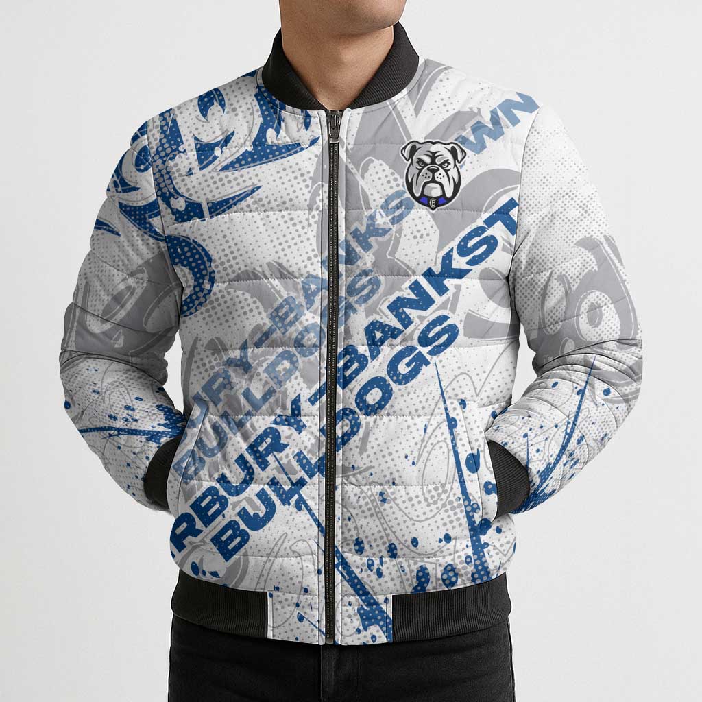 Personalized Canterbury-Bankstown Bulldogs Rugby Bomber Puffer Jacket Urban Street Graffiti Style - Distressed Splatter Elements