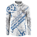 Personalized Canterbury-Bankstown Bulldogs Rugby Button Sweatshirt Urban Street Graffiti Style - Distressed Splatter Elements