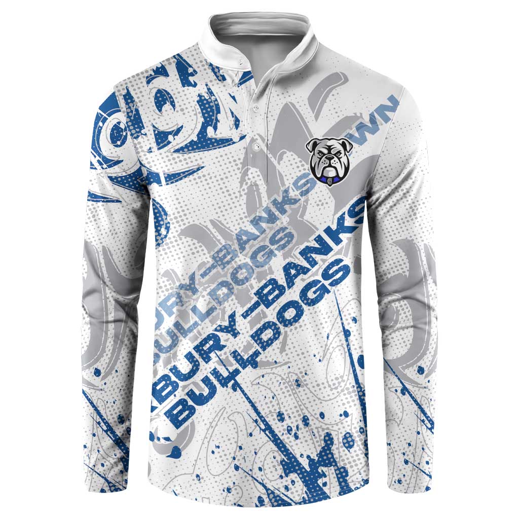 Personalized Canterbury-Bankstown Bulldogs Rugby Button Sweatshirt Urban Street Graffiti Style - Distressed Splatter Elements