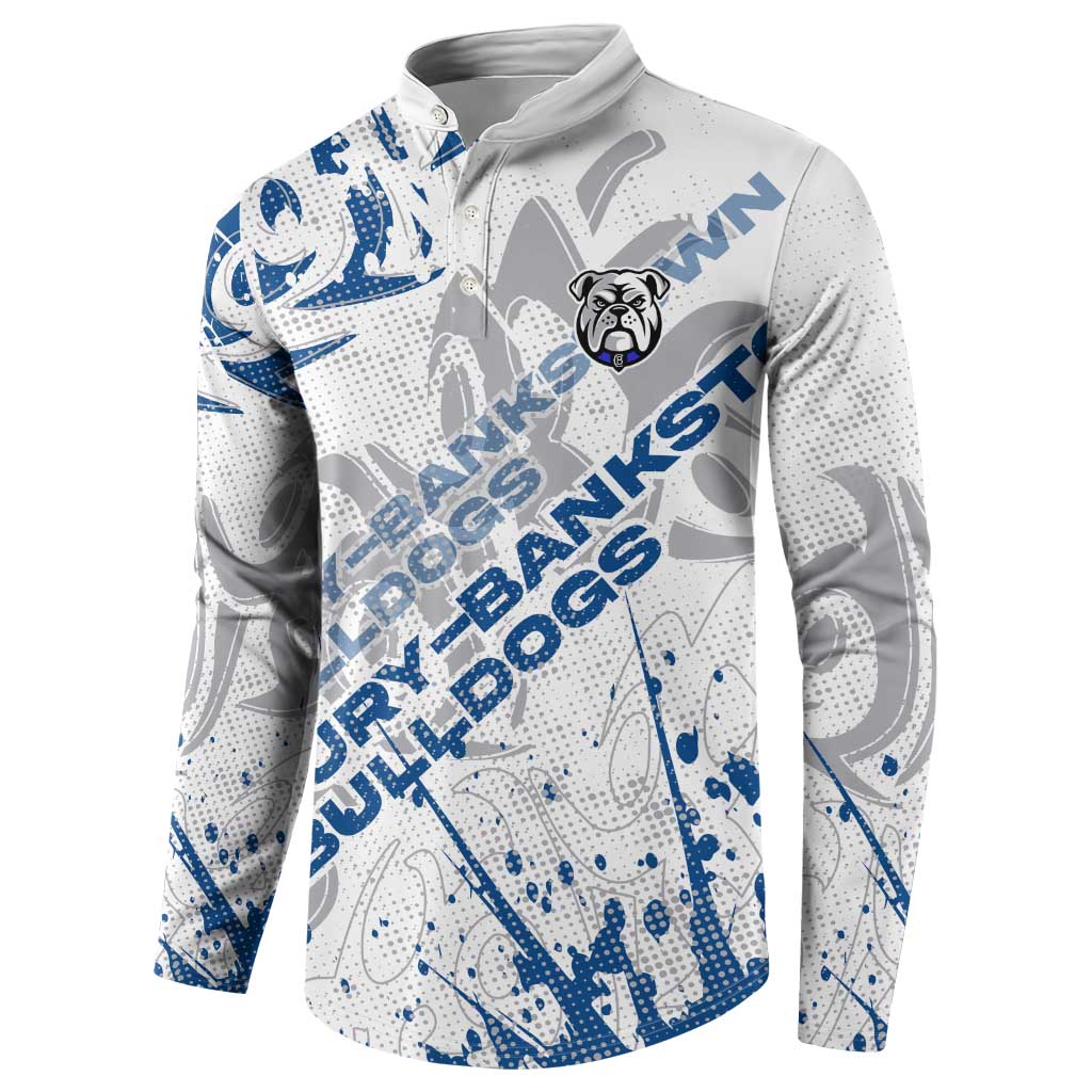 Personalized Canterbury-Bankstown Bulldogs Rugby Button Sweatshirt Urban Street Graffiti Style - Distressed Splatter Elements