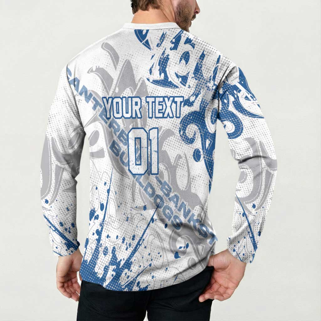 Personalized Canterbury-Bankstown Bulldogs Rugby Button Sweatshirt Urban Street Graffiti Style - Distressed Splatter Elements