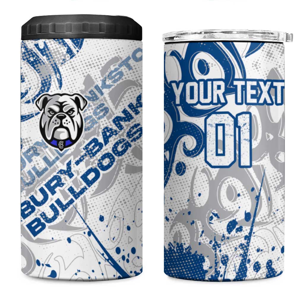 Personalized Canterbury-Bankstown Bulldogs Rugby 4 in 1 Can Cooler Tumbler Urban Street Graffiti Style - Distressed Splatter Elements