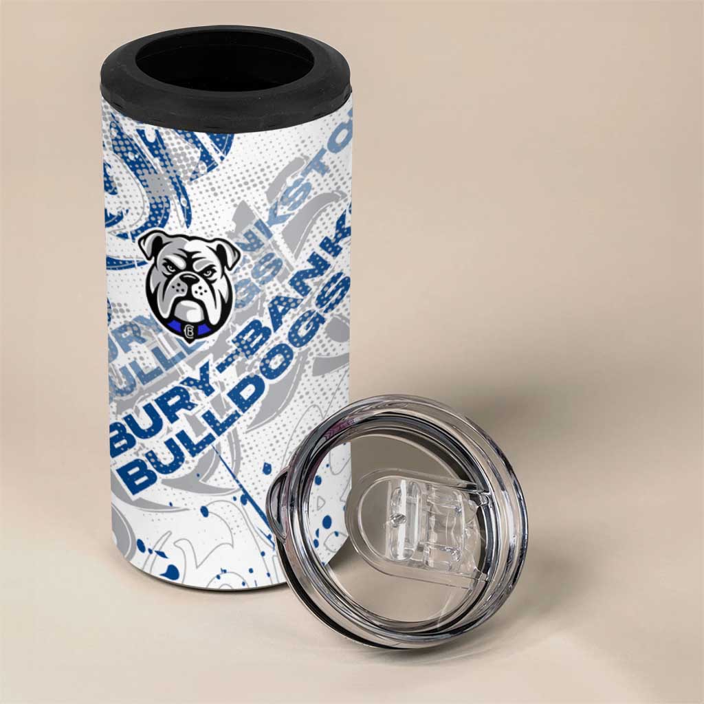 Personalized Canterbury-Bankstown Bulldogs Rugby 4 in 1 Can Cooler Tumbler Urban Street Graffiti Style - Distressed Splatter Elements