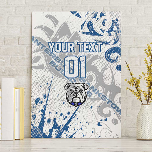 Personalized Canterbury-Bankstown Bulldogs Rugby Canvas Wall Art Urban Street Graffiti Style - Distressed Splatter Elements