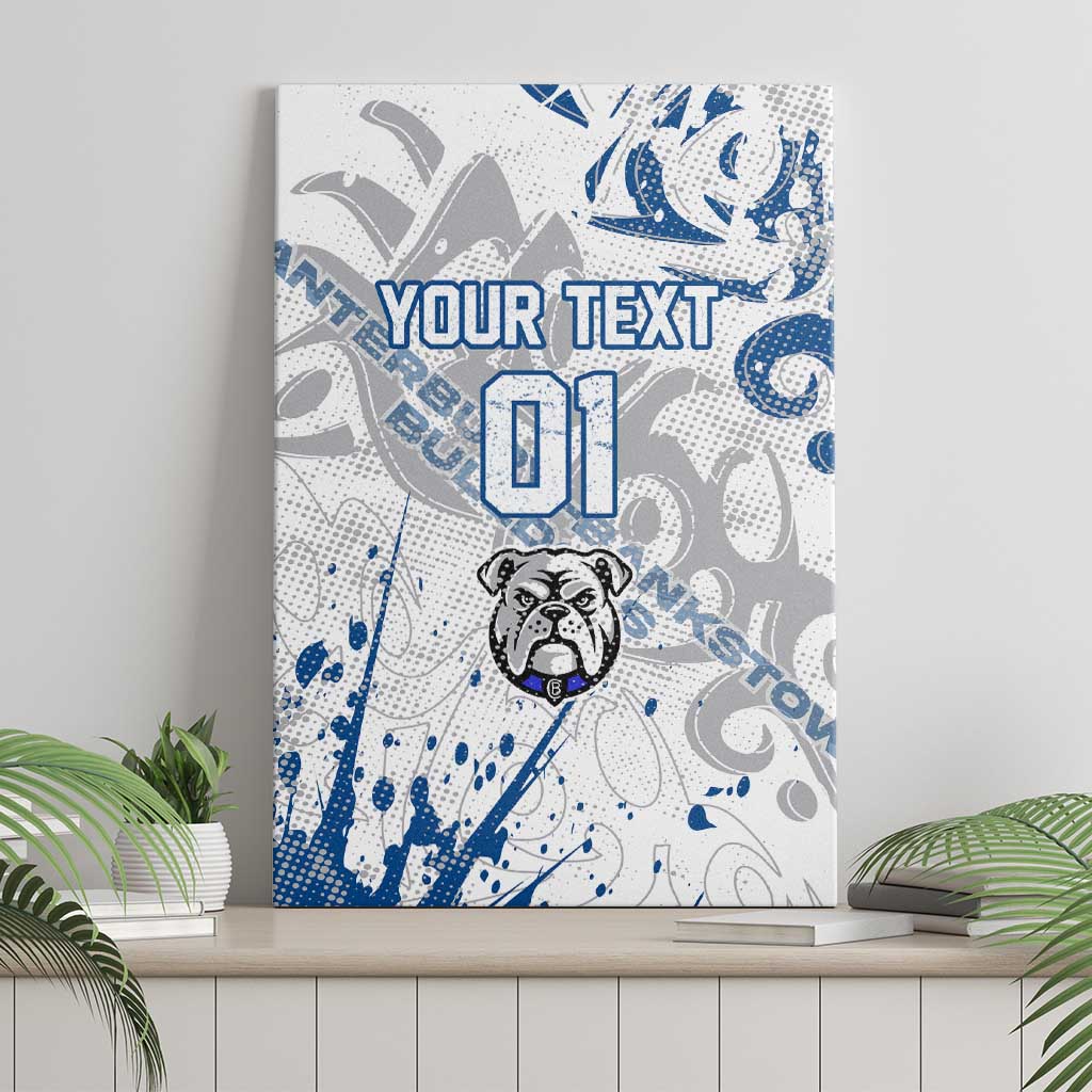Personalized Canterbury-Bankstown Bulldogs Rugby Canvas Wall Art Urban Street Graffiti Style - Distressed Splatter Elements