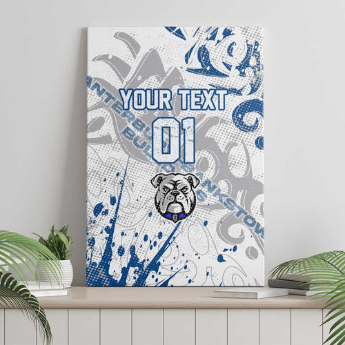 Personalized Canterbury-Bankstown Bulldogs Rugby Canvas Wall Art Urban Street Graffiti Style - Distressed Splatter Elements