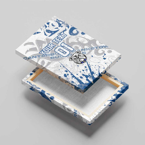 Personalized Canterbury-Bankstown Bulldogs Rugby Canvas Wall Art Urban Street Graffiti Style - Distressed Splatter Elements