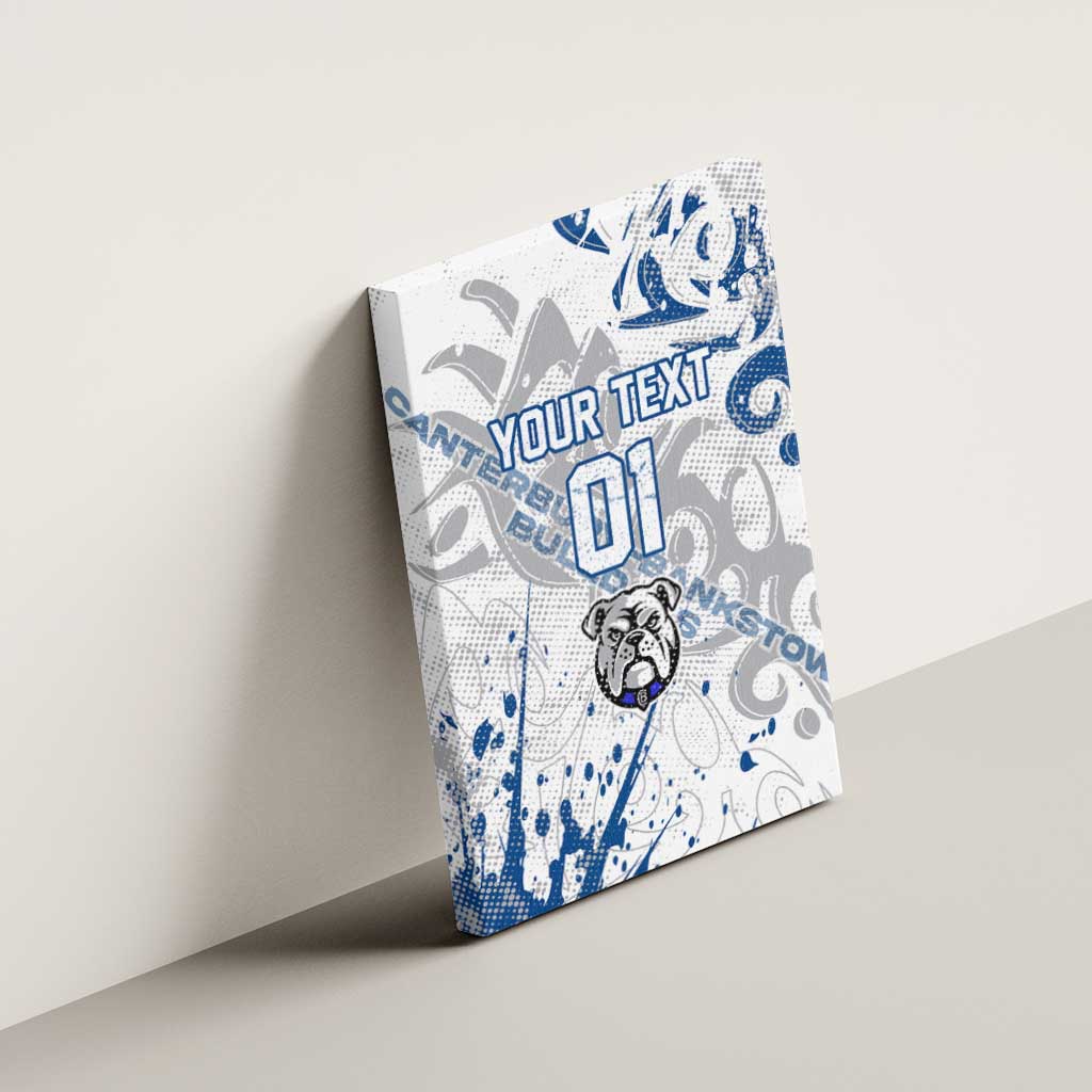 Personalized Canterbury-Bankstown Bulldogs Rugby Canvas Wall Art Urban Street Graffiti Style - Distressed Splatter Elements