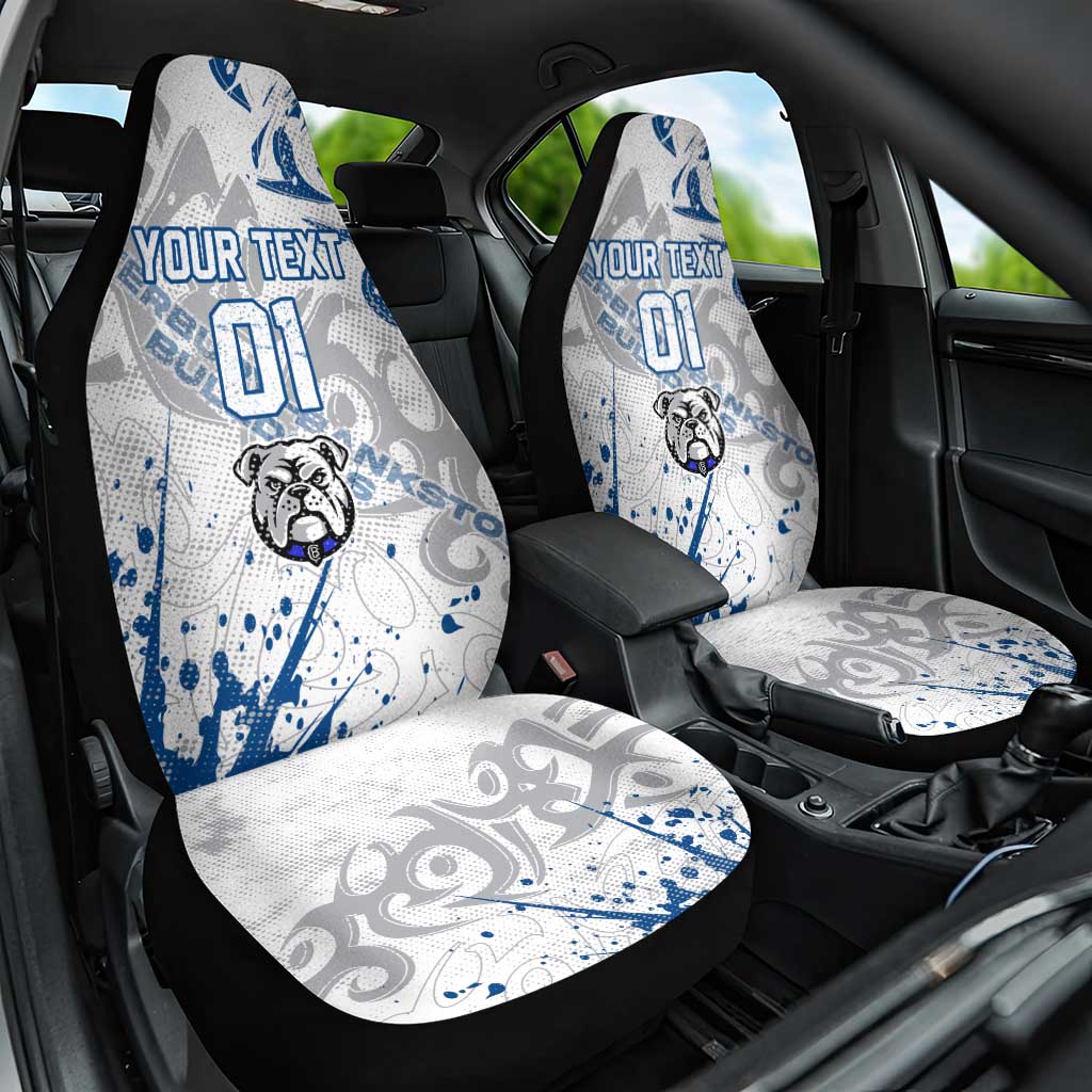 Personalized Canterbury-Bankstown Bulldogs Rugby Car Seat Cover Urban Street Graffiti Style - Distressed Splatter Elements