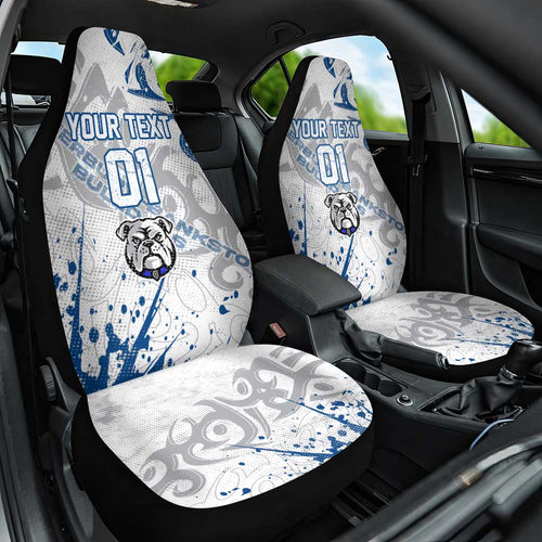Personalized Canterbury-Bankstown Bulldogs Rugby Car Seat Cover Urban Street Graffiti Style - Distressed Splatter Elements