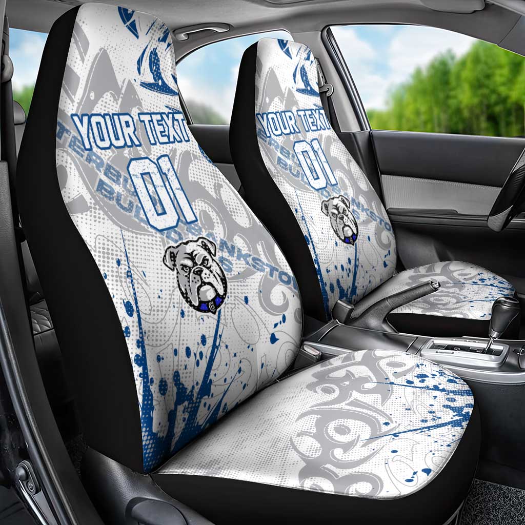 Personalized Canterbury-Bankstown Bulldogs Rugby Car Seat Cover Urban Street Graffiti Style - Distressed Splatter Elements