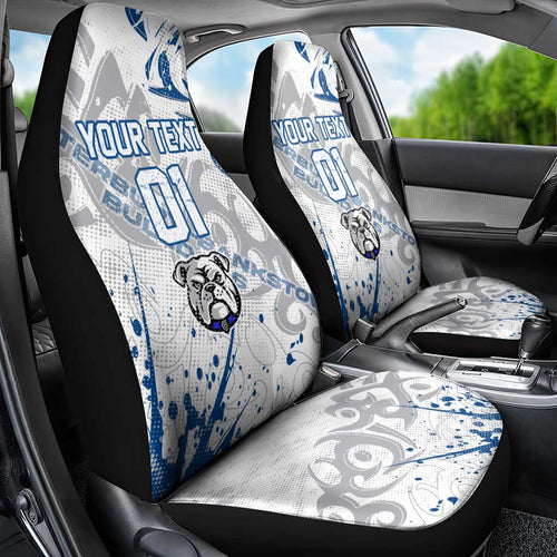Personalized Canterbury-Bankstown Bulldogs Rugby Car Seat Cover Urban Street Graffiti Style - Distressed Splatter Elements