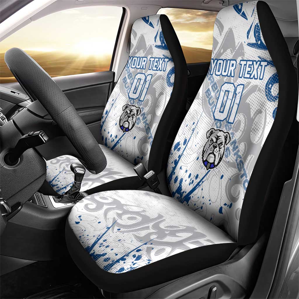 Personalized Canterbury-Bankstown Bulldogs Rugby Car Seat Cover Urban Street Graffiti Style - Distressed Splatter Elements