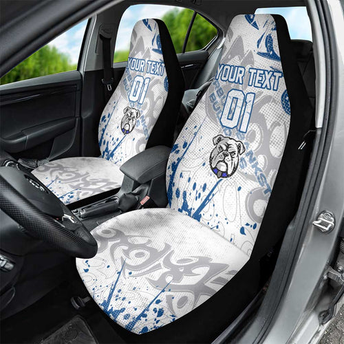 Personalized Canterbury-Bankstown Bulldogs Rugby Car Seat Cover Urban Street Graffiti Style - Distressed Splatter Elements
