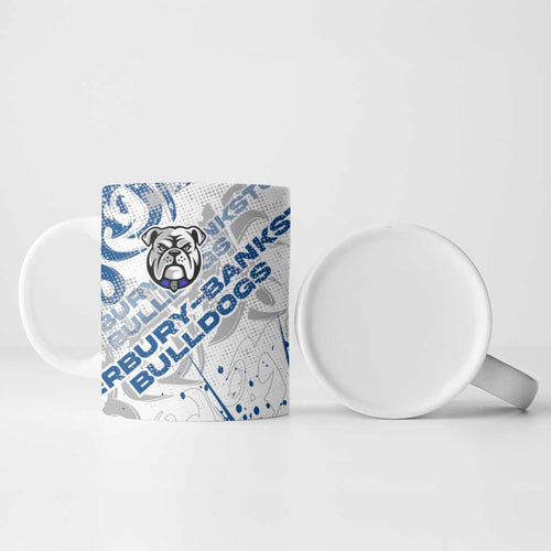 Personalized Canterbury-Bankstown Bulldogs Rugby Ceramic Mug Urban Street Graffiti Style - Distressed Splatter Elements