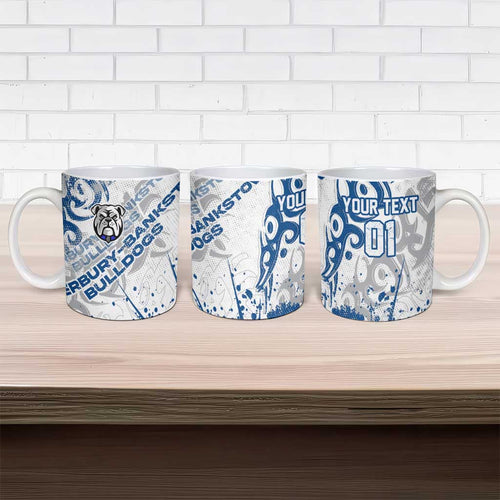 Personalized Canterbury-Bankstown Bulldogs Rugby Ceramic Mug Urban Street Graffiti Style - Distressed Splatter Elements