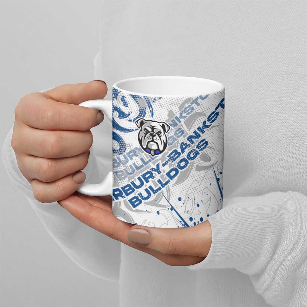 Personalized Canterbury-Bankstown Bulldogs Rugby Ceramic Mug Urban Street Graffiti Style - Distressed Splatter Elements