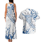 Personalized Canterbury-Bankstown Bulldogs Rugby Couples Matching Tank Maxi Dress and Hawaiian Shirt Urban Street Graffiti Style - Distressed Splatter Elements