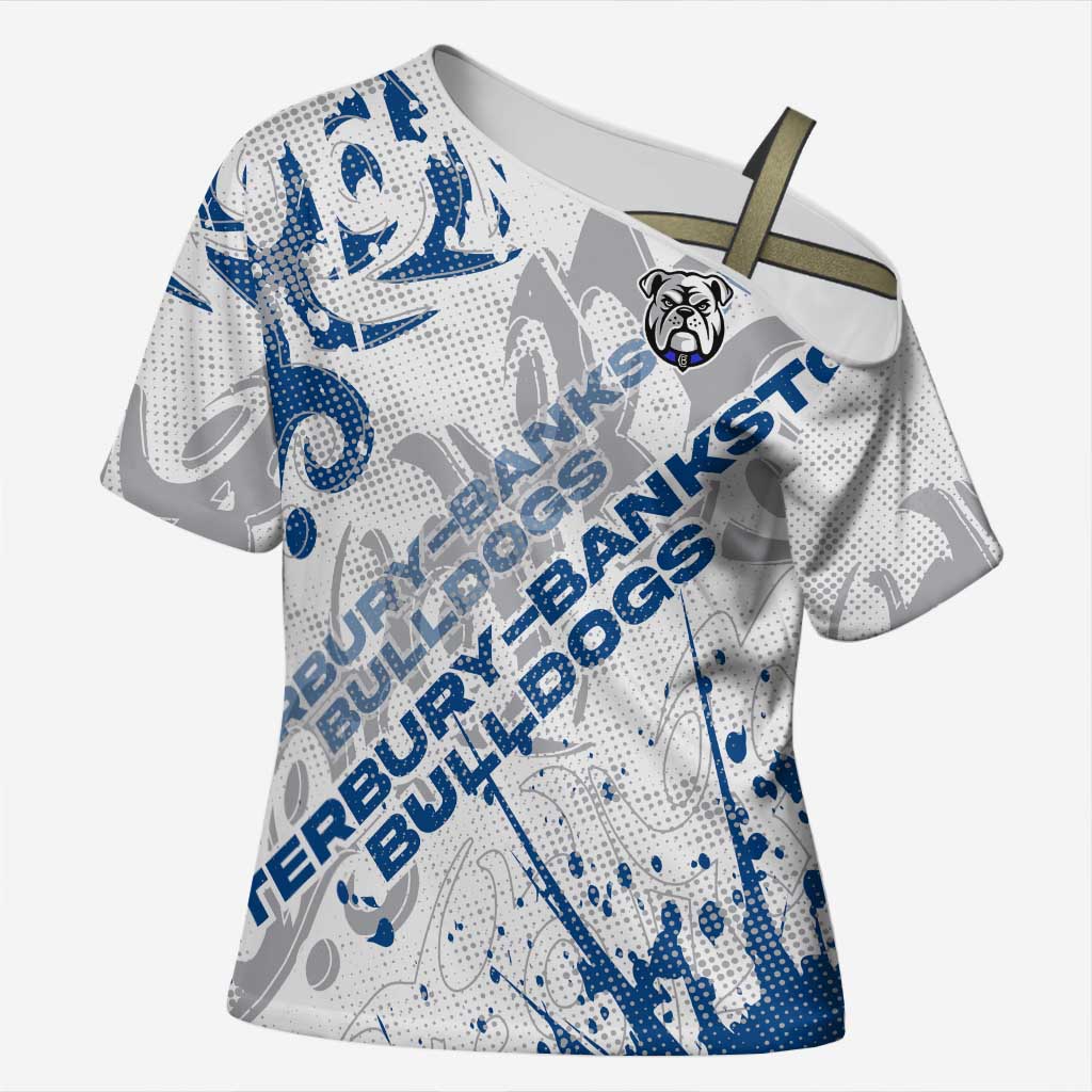 Personalized Canterbury-Bankstown Bulldogs Rugby Cross Shoulder Shirt Urban Street Graffiti Style - Distressed Splatter Elements