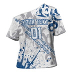 Personalized Canterbury-Bankstown Bulldogs Rugby Cross Shoulder Shirt Urban Street Graffiti Style - Distressed Splatter Elements