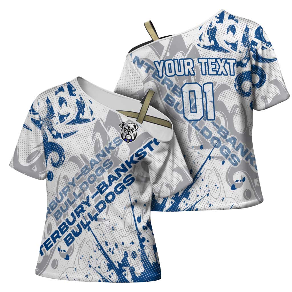 Personalized Canterbury-Bankstown Bulldogs Rugby Cross Shoulder Shirt Urban Street Graffiti Style - Distressed Splatter Elements