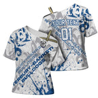 Personalized Canterbury-Bankstown Bulldogs Rugby Cross Shoulder Shirt Urban Street Graffiti Style - Distressed Splatter Elements