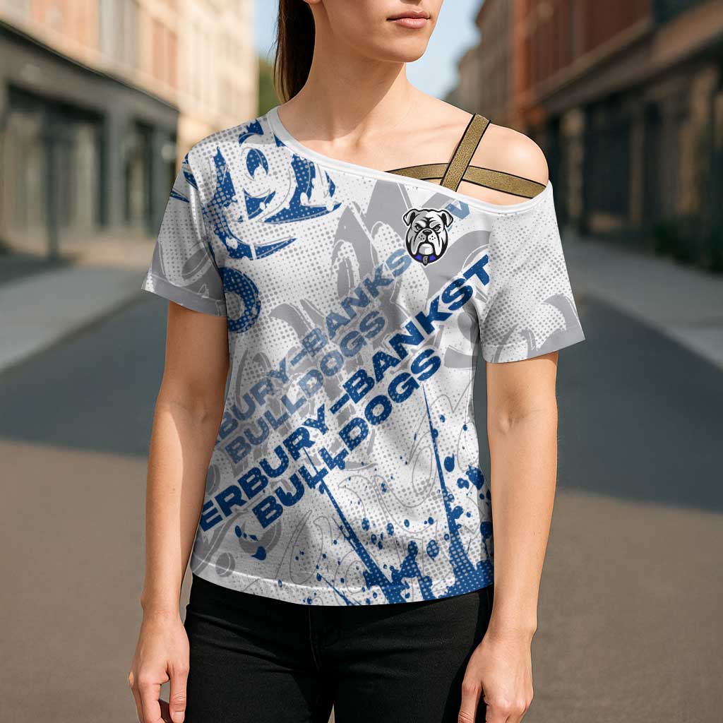 Personalized Canterbury-Bankstown Bulldogs Rugby Cross Shoulder Shirt Urban Street Graffiti Style - Distressed Splatter Elements
