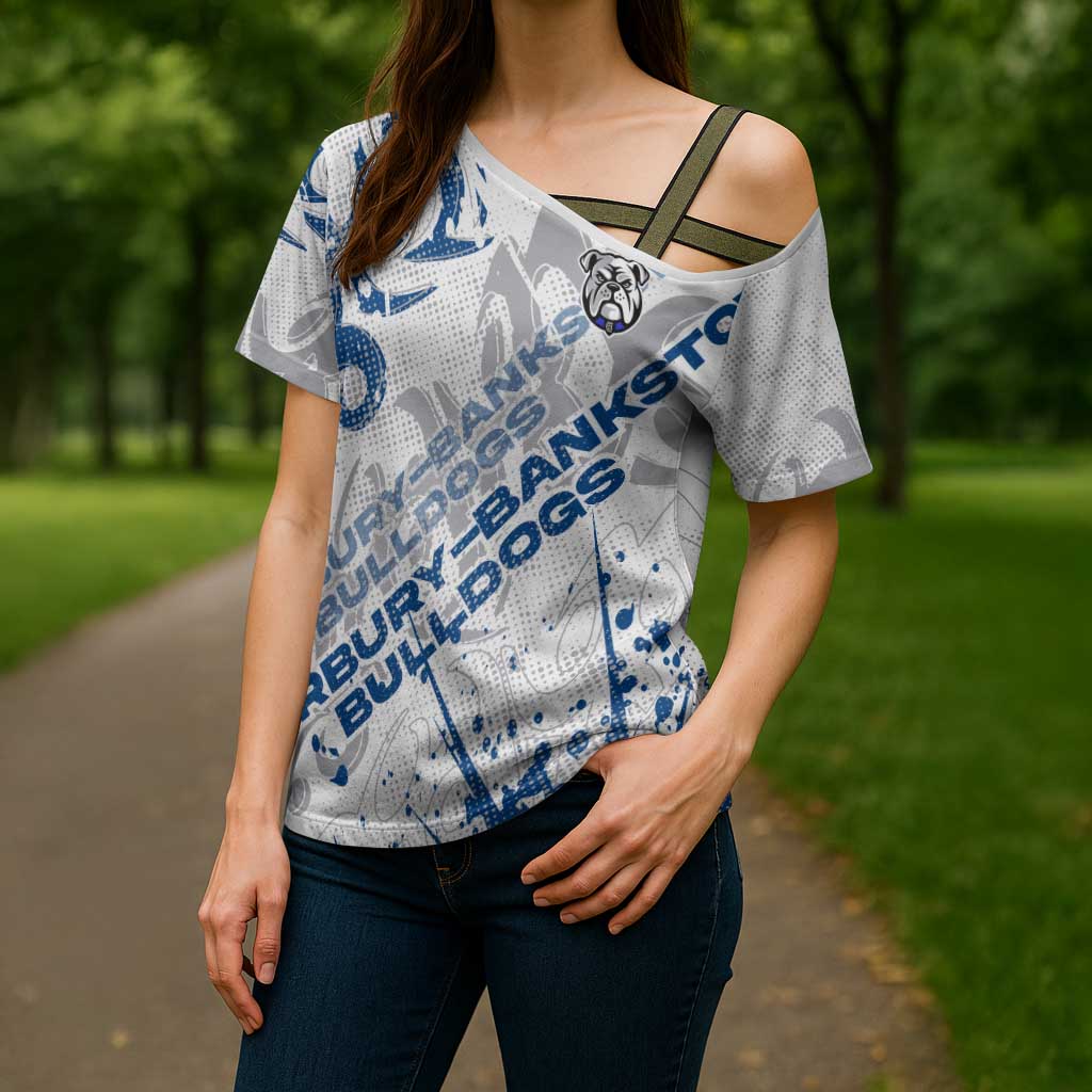 Personalized Canterbury-Bankstown Bulldogs Rugby Cross Shoulder Shirt Urban Street Graffiti Style - Distressed Splatter Elements