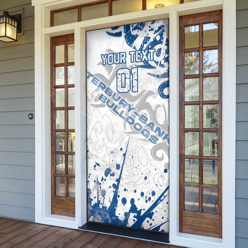 Personalized Canterbury-Bankstown Bulldogs Rugby Door Cover Urban Street Graffiti Style - Distressed Splatter Elements