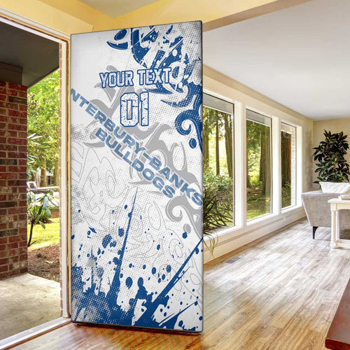 Personalized Canterbury-Bankstown Bulldogs Rugby Door Cover Urban Street Graffiti Style - Distressed Splatter Elements