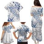 Personalized Canterbury-Bankstown Bulldogs Rugby Family Matching Puletasi and Hawaiian Shirt Urban Street Graffiti Style - Distressed Splatter Elements