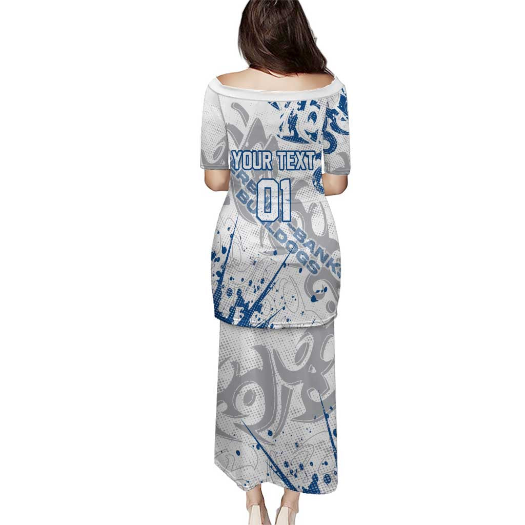 Personalized Canterbury-Bankstown Bulldogs Rugby Family Matching Puletasi and Hawaiian Shirt Urban Street Graffiti Style - Distressed Splatter Elements