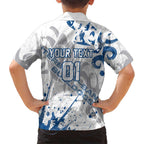 Personalized Canterbury-Bankstown Bulldogs Rugby Family Matching Summer Maxi Dress and Hawaiian Shirt Urban Street Graffiti Style - Distressed Splatter Elements