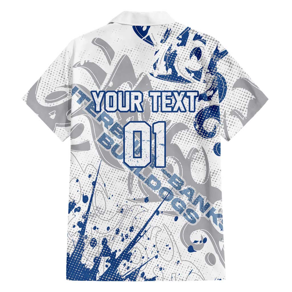 Personalized Canterbury-Bankstown Bulldogs Rugby Family Matching Summer Maxi Dress and Hawaiian Shirt Urban Street Graffiti Style - Distressed Splatter Elements
