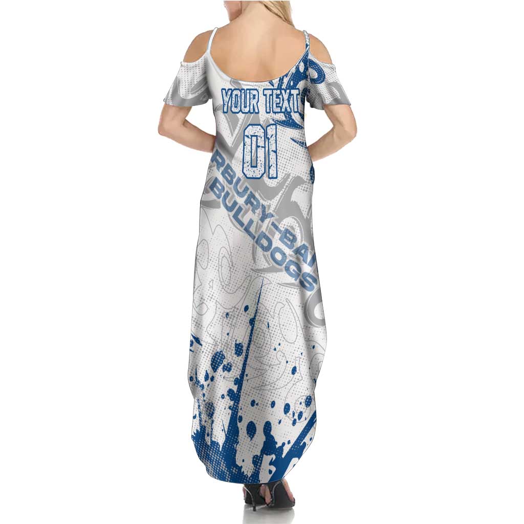 Personalized Canterbury-Bankstown Bulldogs Rugby Family Matching Summer Maxi Dress and Hawaiian Shirt Urban Street Graffiti Style - Distressed Splatter Elements