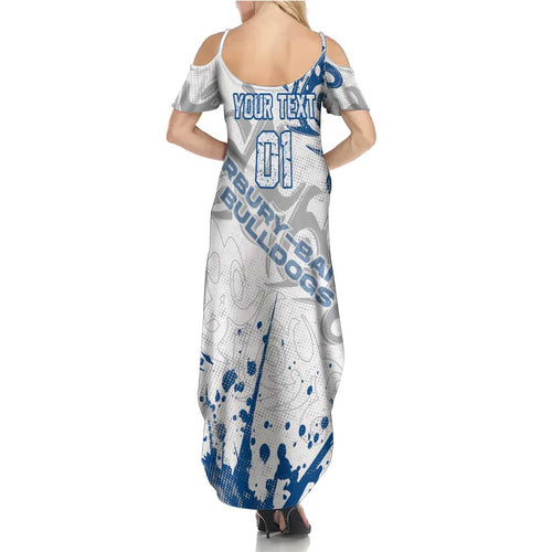 Personalized Canterbury-Bankstown Bulldogs Rugby Family Matching Summer Maxi Dress and Hawaiian Shirt Urban Street Graffiti Style - Distressed Splatter Elements