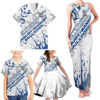 Personalized Canterbury-Bankstown Bulldogs Rugby Family Matching Tank Maxi Dress and Hawaiian Shirt Urban Street Graffiti Style - Distressed Splatter Elements