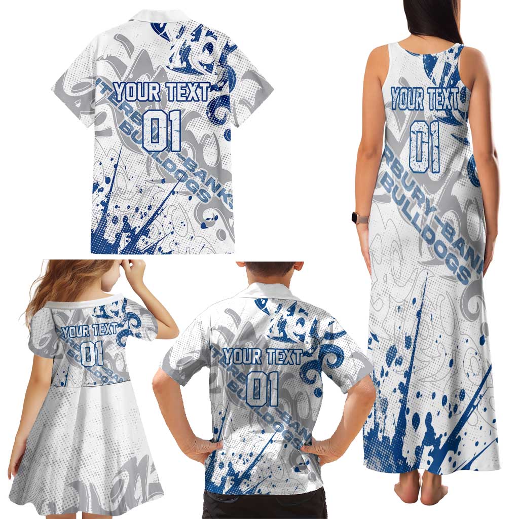 Personalized Canterbury-Bankstown Bulldogs Rugby Family Matching Tank Maxi Dress and Hawaiian Shirt Urban Street Graffiti Style - Distressed Splatter Elements