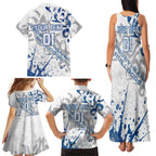 Personalized Canterbury-Bankstown Bulldogs Rugby Family Matching Tank Maxi Dress and Hawaiian Shirt Urban Street Graffiti Style - Distressed Splatter Elements
