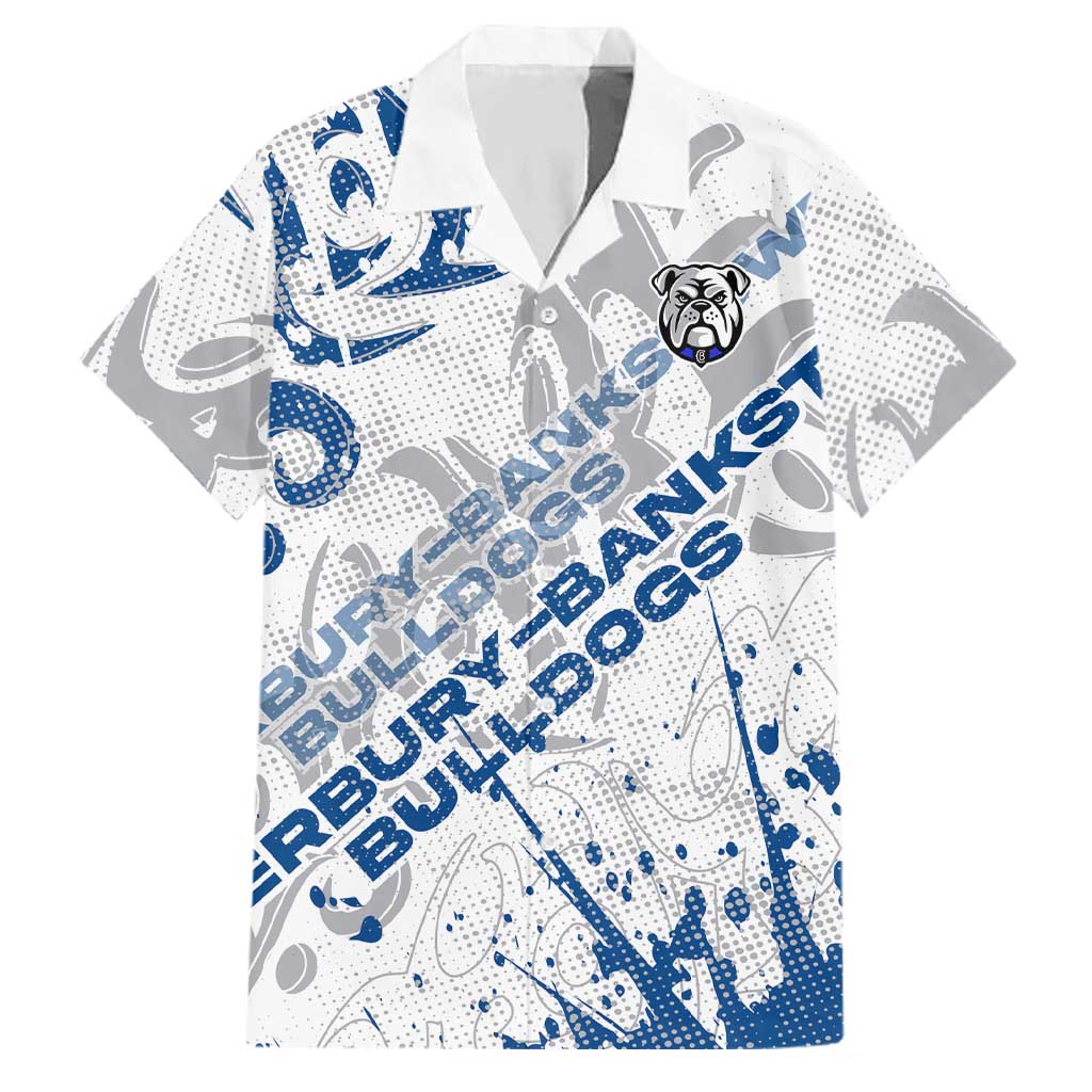 Personalized Canterbury-Bankstown Bulldogs Rugby Family Matching Tank Maxi Dress and Hawaiian Shirt Urban Street Graffiti Style - Distressed Splatter Elements