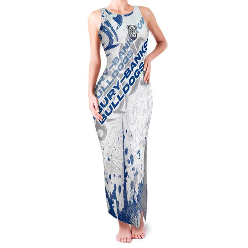 Personalized Canterbury-Bankstown Bulldogs Rugby Family Matching Tank Maxi Dress and Hawaiian Shirt Urban Street Graffiti Style - Distressed Splatter Elements