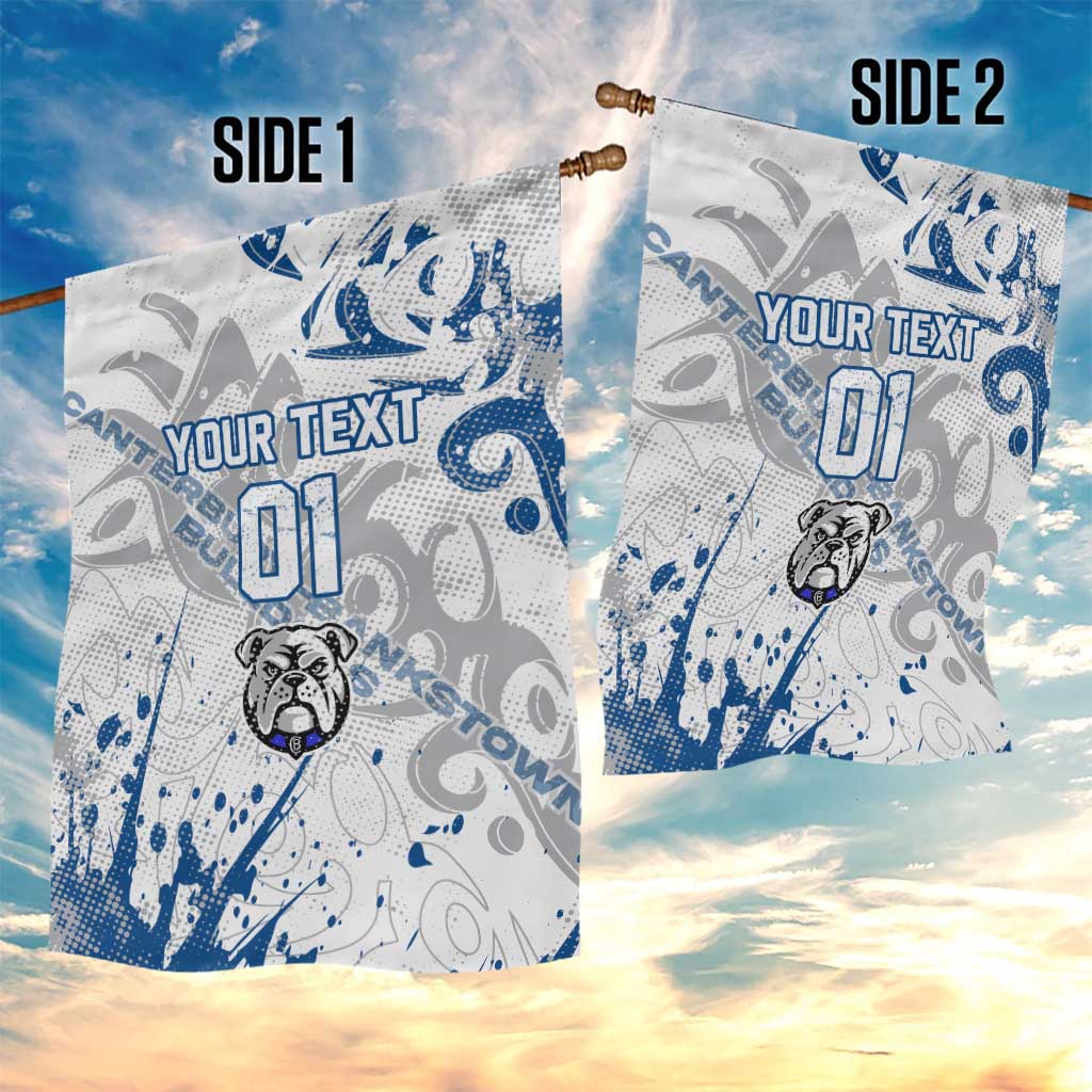 Personalized Canterbury-Bankstown Bulldogs Rugby Garden Flag Urban Street Graffiti Style - Distressed Splatter Elements