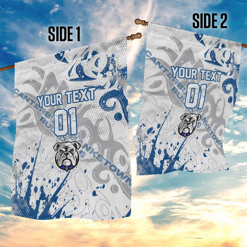 Personalized Canterbury-Bankstown Bulldogs Rugby Garden Flag Urban Street Graffiti Style - Distressed Splatter Elements
